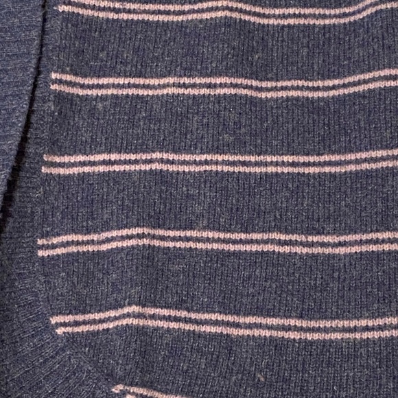 Marc Jacobs Ruffled Cardigan Navy & Pink Striped Sweater 100% Lambs Wool Sz M - Picture 2 of 10